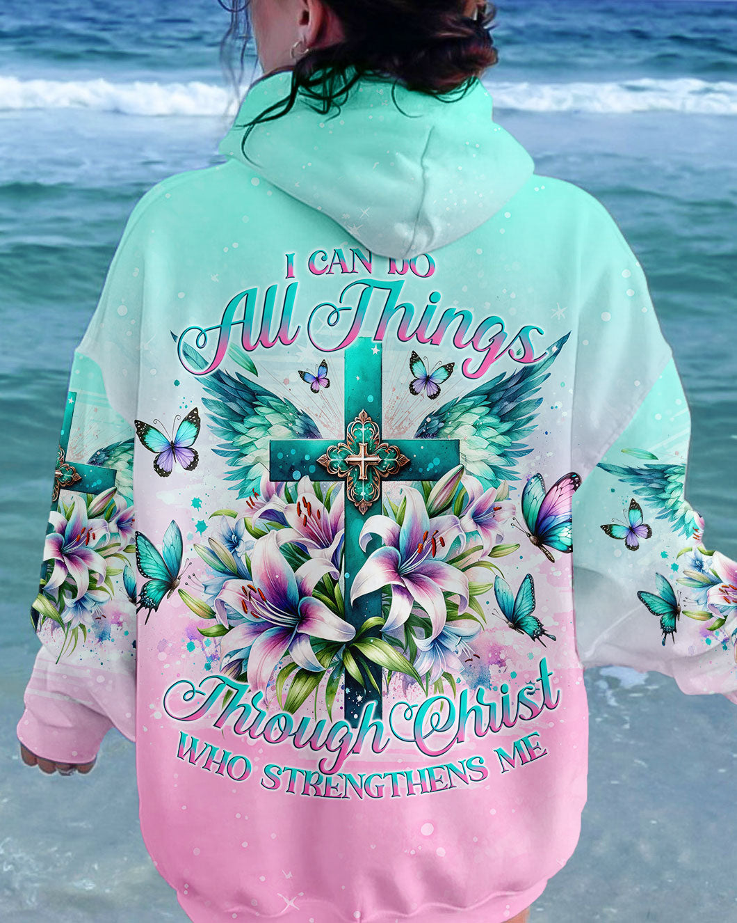 I Can Do All Things Through Christ Cross Lilies Women's All Over Print Shirt - Tlno0412234