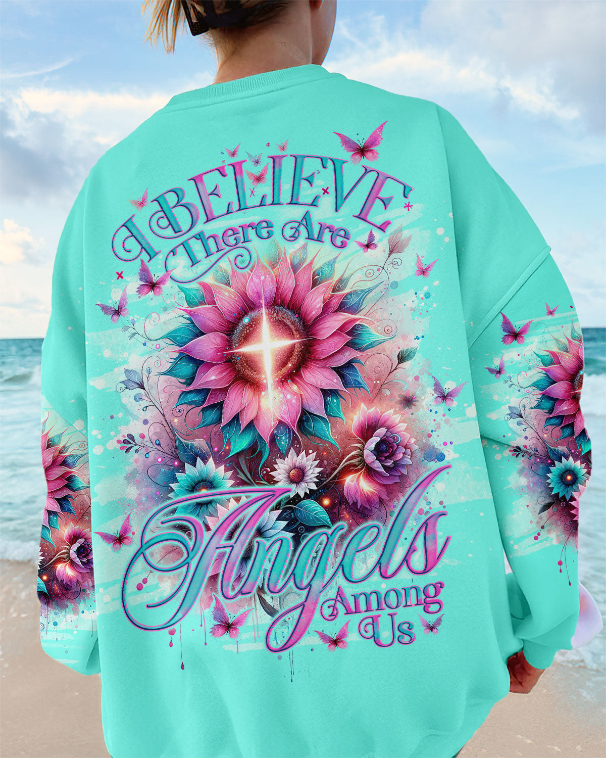 I Believe There Are Angels Among Us Sunflower Women's All Over Print Shirt - Tlno0912233