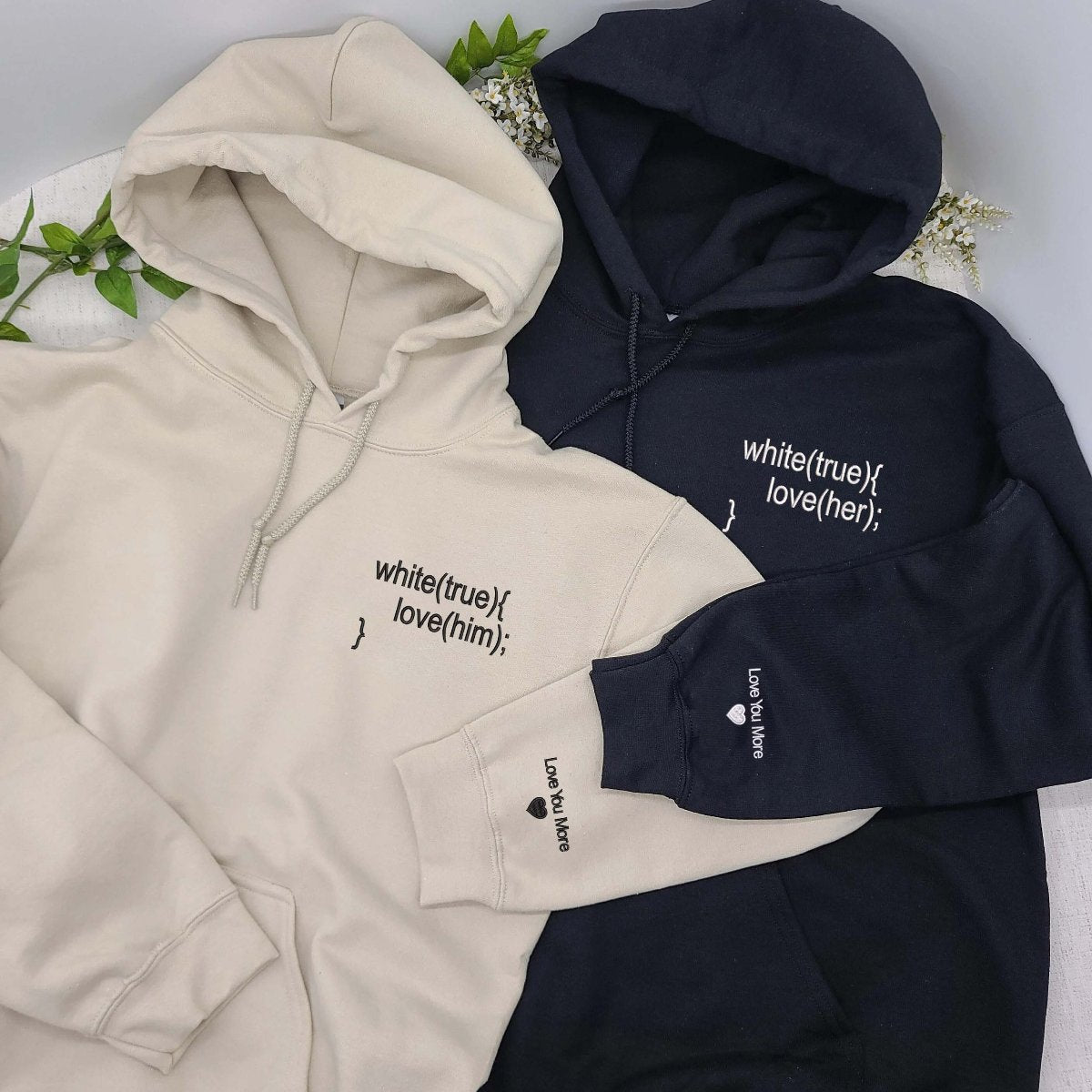 Couple Coding Sweatshirt or Hoodie, Personalized Embroidered Wedding Gifts For Couple