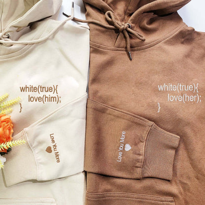 Couple Coding Sweatshirt or Hoodie, Personalized Embroidered Wedding Gifts For Couple