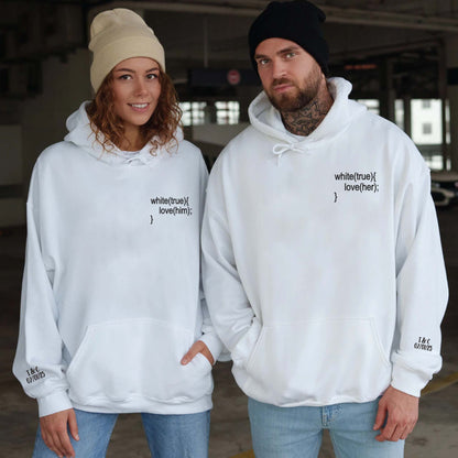 Couple Coding Sweatshirt or Hoodie, Personalized Embroidered Wedding Gifts For Couple
