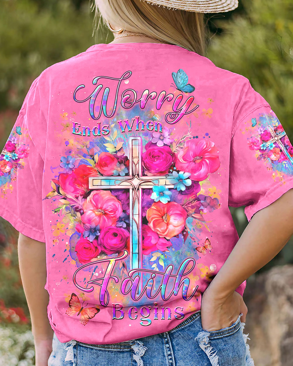 Worry Ends When Faith Begins Women's All Over Print Shirt - Yhdu609231