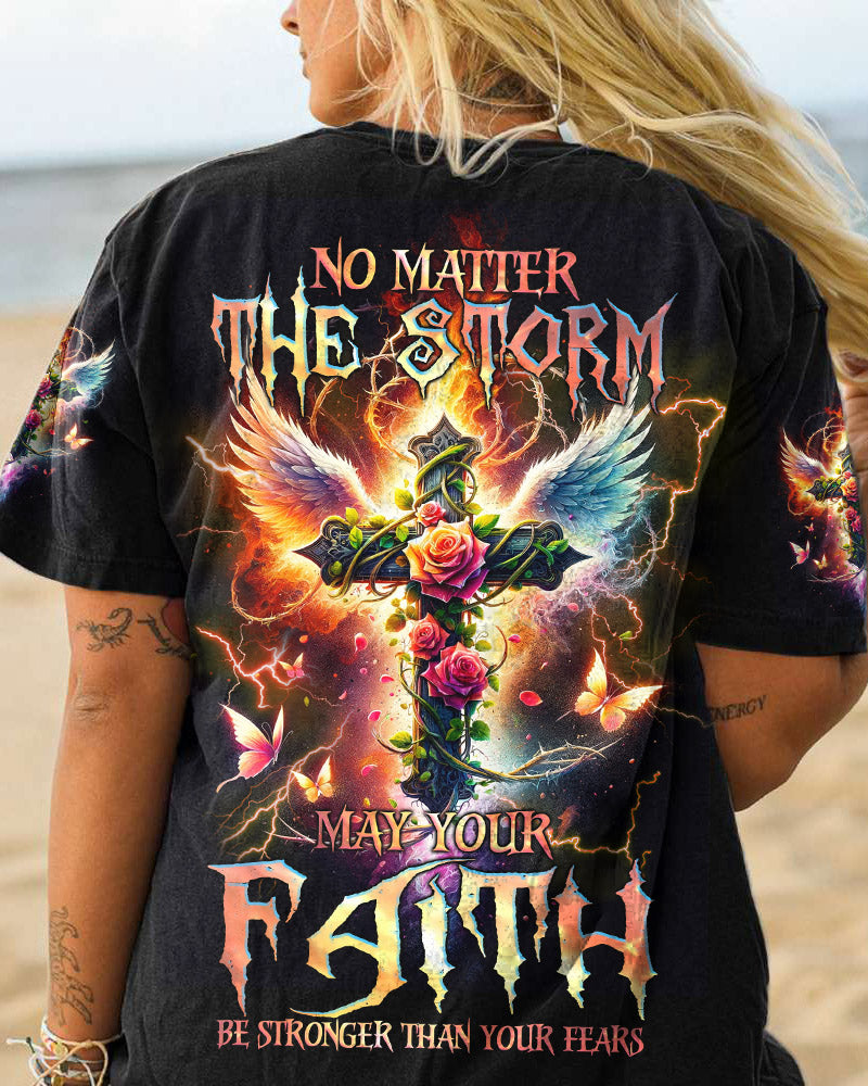 No Matter The Storm Cross Rose Women's All Over Print Shirt - Tlnz1611232