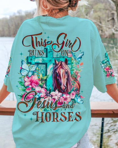 Runs On Jesus And Horses Women's All Over Print Shirt - Tyqy1710231