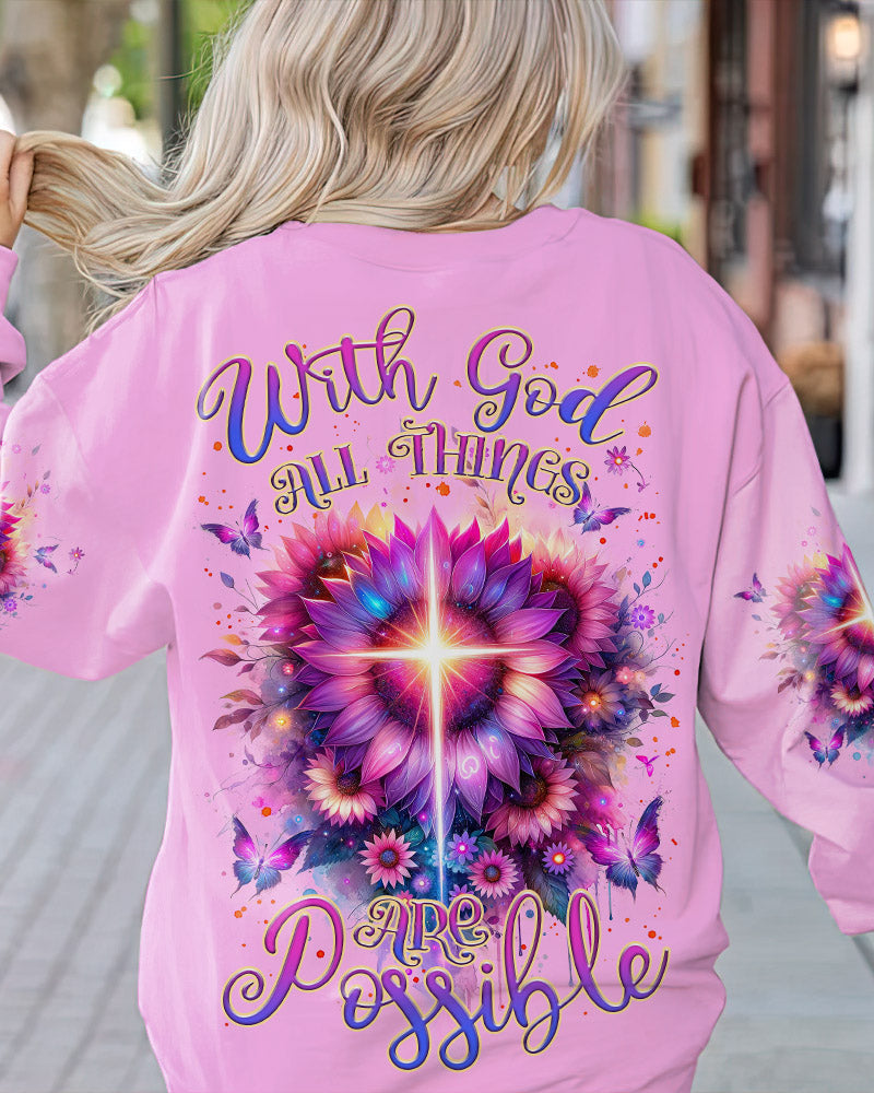 With God All Things Are Possible Sunflower Women's All Over Print Shirt - Tlnz0912232