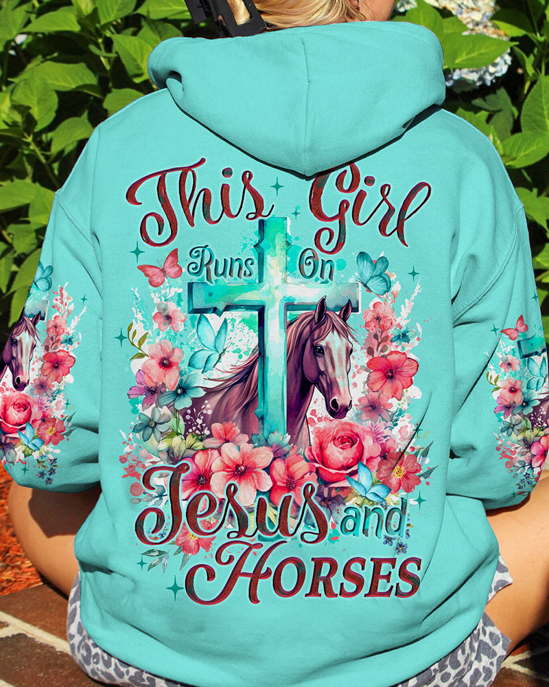 Runs On Jesus And Horses Women's All Over Print Shirt - Tyqy0212232