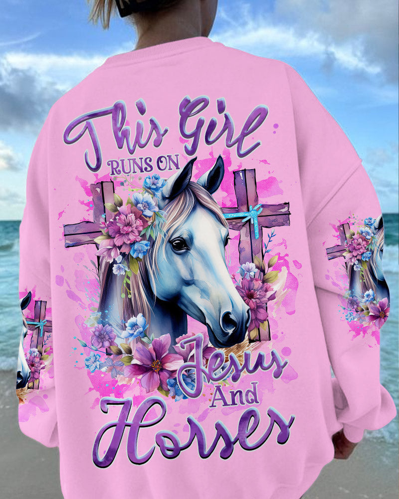 Runs On Jesus And Horses Women's All Over Print Shirt - Tlnz2712232