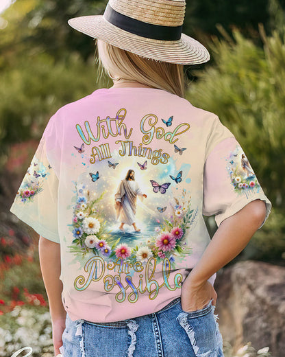 With God All Things Are Possible Jesus Walking on Water Women's All Over Print Shirt - Tlnz2811234