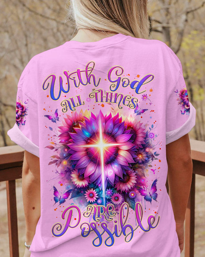 With God All Things Are Possible Sunflower Women's All Over Print Shirt - Tlnz0912232