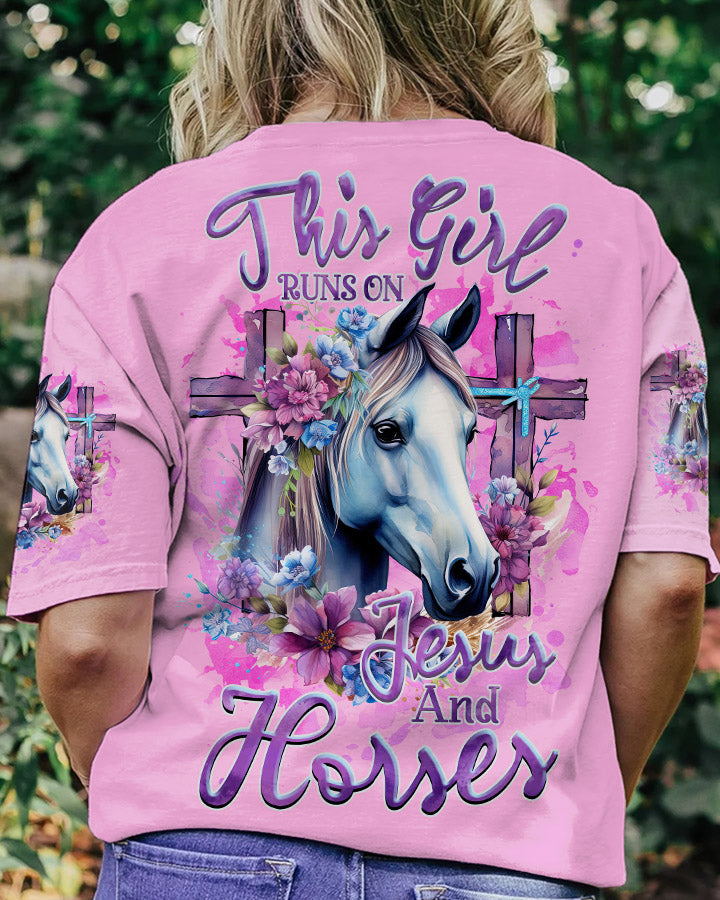 Runs On Jesus And Horses Women's All Over Print Shirt - Tlnz2712232