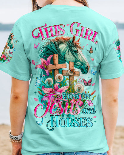 Runs On Jesus And Horses Women's All Over Print Shirt - Tyqy0912231