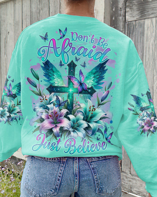 Don't Be Afraid Just Believe Cross Lilies Women's All Over Print Shirt - Tlnz0512234