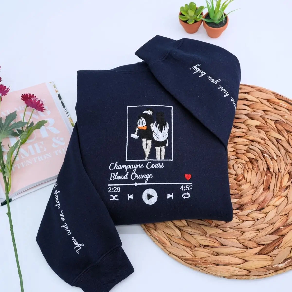 Custom Embroidered Music Lover Hoodie or Sweatshirt, Gift for Boyfriend Girlfriend