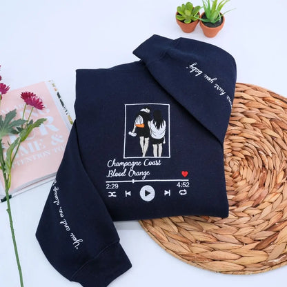 Custom Embroidered Music Lover Hoodie or Sweatshirt, Gift for Boyfriend Girlfriend