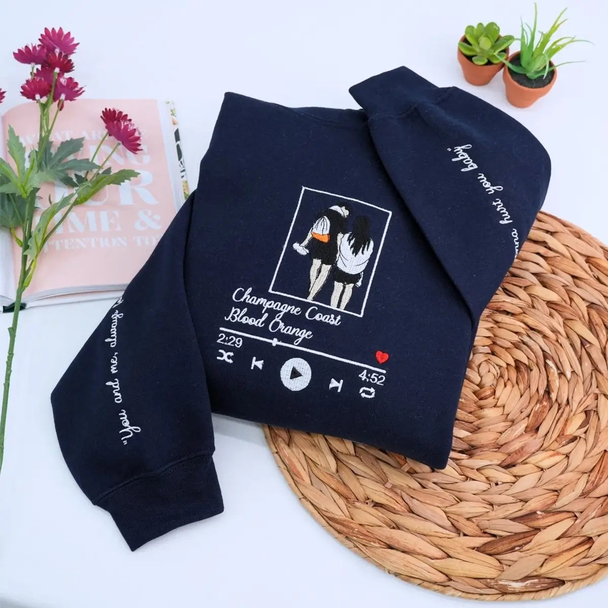 Custom Embroidered Music Lover Hoodie or Sweatshirt, Gift for Boyfriend Girlfriend