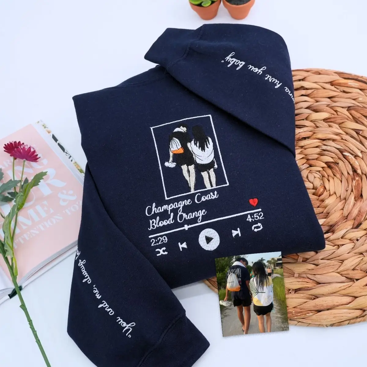 Custom Embroidered Music Lover Hoodie or Sweatshirt, Gift for Boyfriend Girlfriend