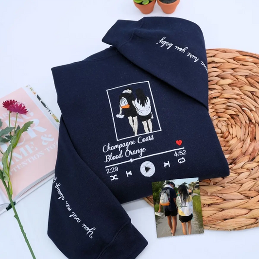 Custom Embroidered Music Lover Hoodie or Sweatshirt, Gift for Boyfriend Girlfriend