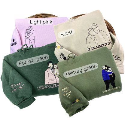 Custom Embroidered Line Art Hoodie from Your Photo, Memorial Sweatshirts