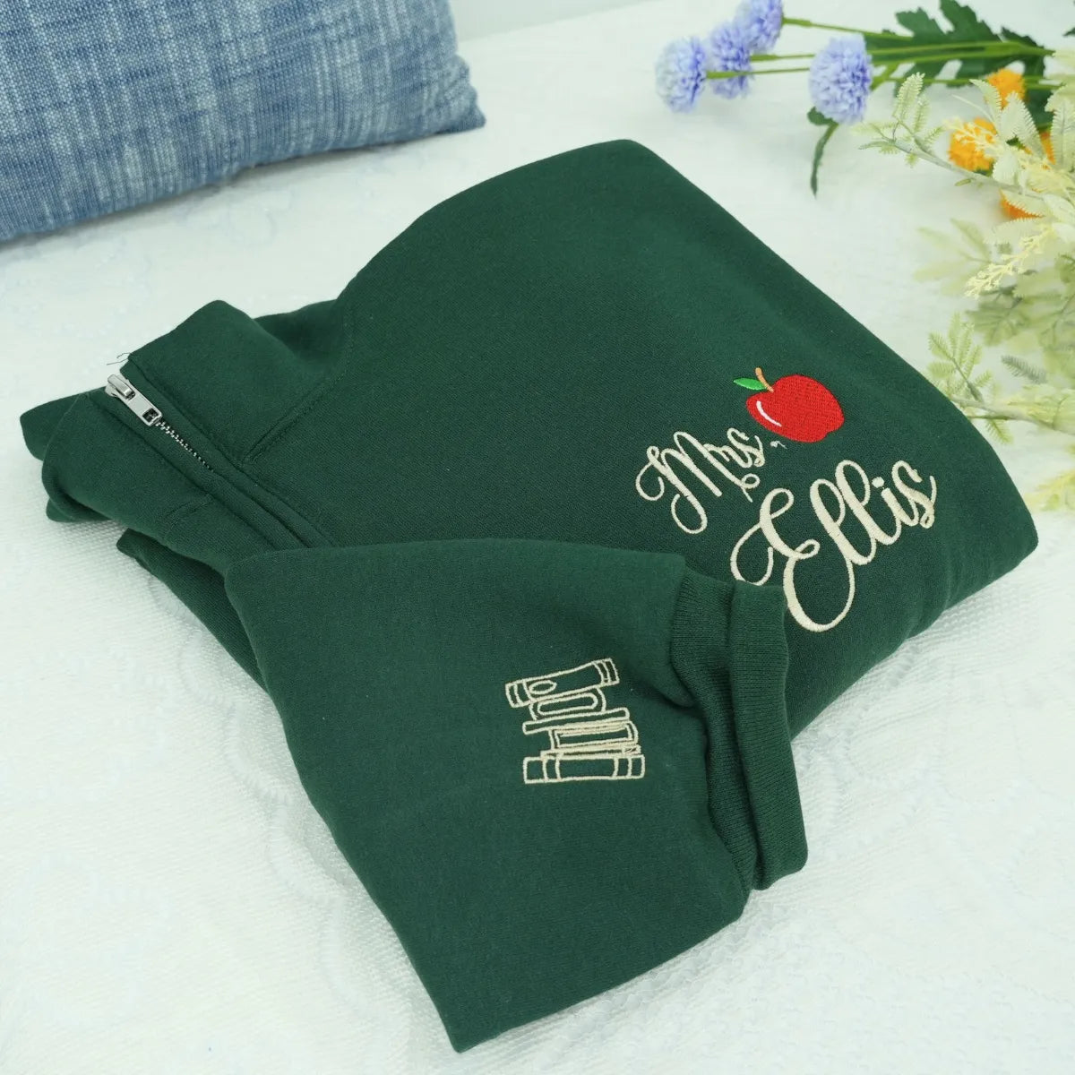 Back To School Teacher Sweatshirt, Custom Embroidered Mrs/Miss Name Tee, Quarter Zip, Hoodie, or Crewneck