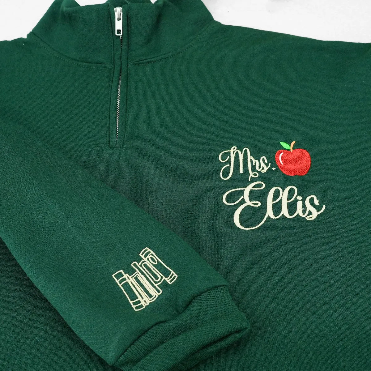Back To School Teacher Sweatshirt, Custom Embroidered Mrs/Miss Name Tee, Quarter Zip, Hoodie, or Crewneck