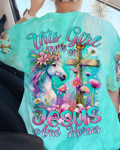 Runs On Jesus And Horses Women's All Over Print Shirt - Tytm0212233