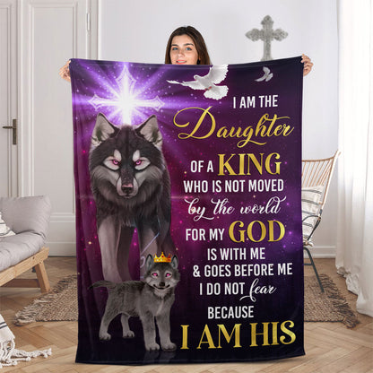 I Do Not Fear Because I Am His - Unique Wolf Fleece Blanket AA184