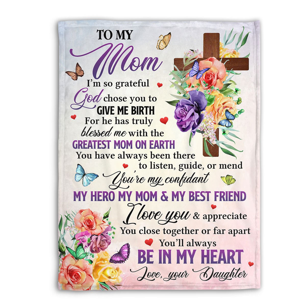 You’ll Always Be In My Heart - Meaningful Froral Cross Fleece Blanket AA191