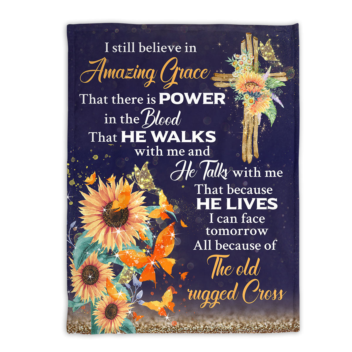 Beautiful Sunflower Fleece Blanket - I Still Believe In Amazing Grace AA194