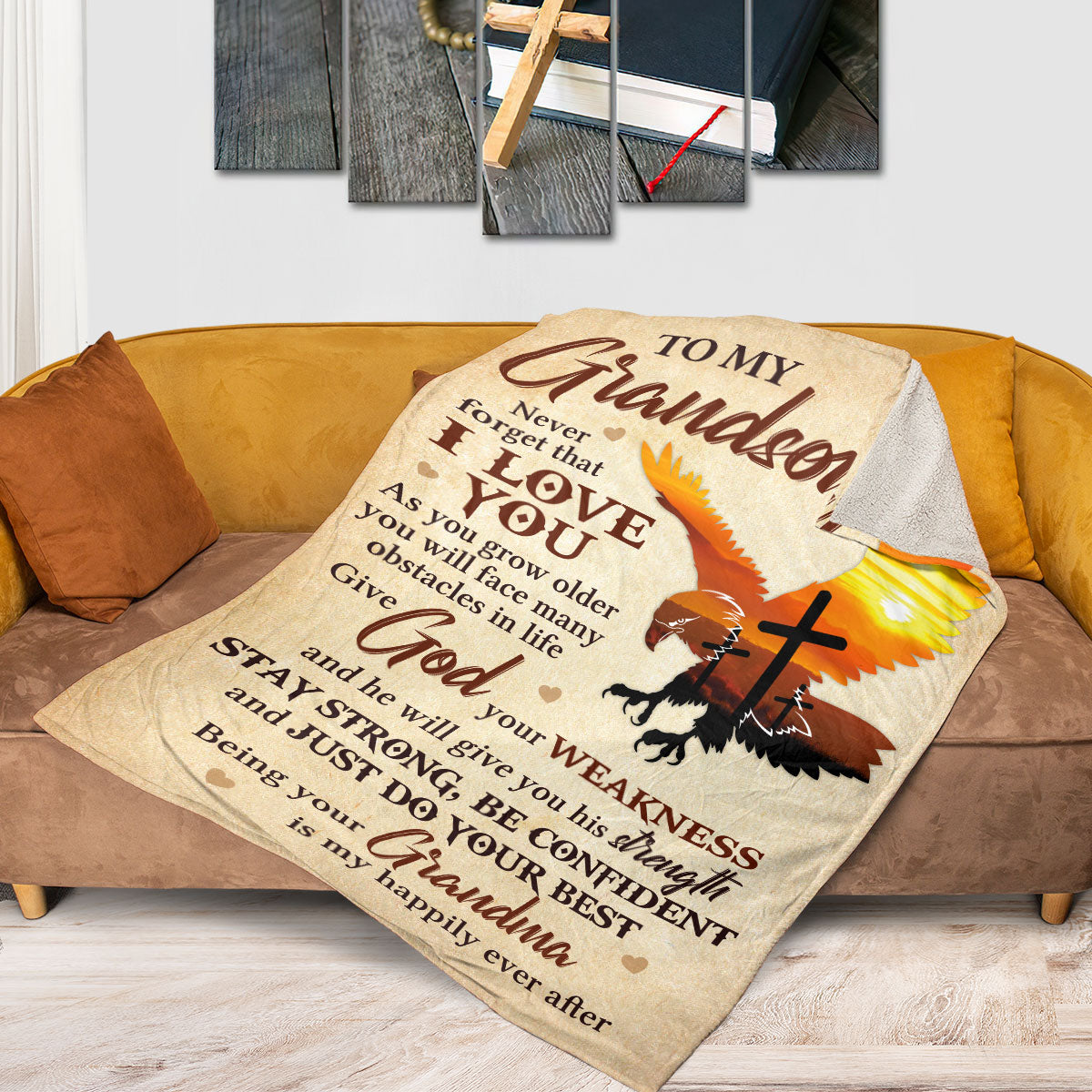 Special Eagle Fleece Blanket For Grandson - Being Your Grandma Is My Happily Ever After AA196