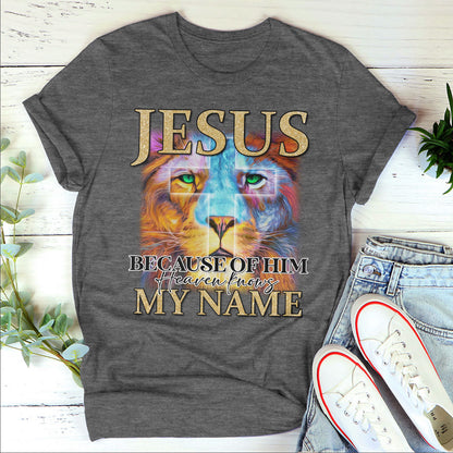 Classic Cross Unisex T-shirt - Jesus Because Of Him Heaven, Knows My Name AHN219