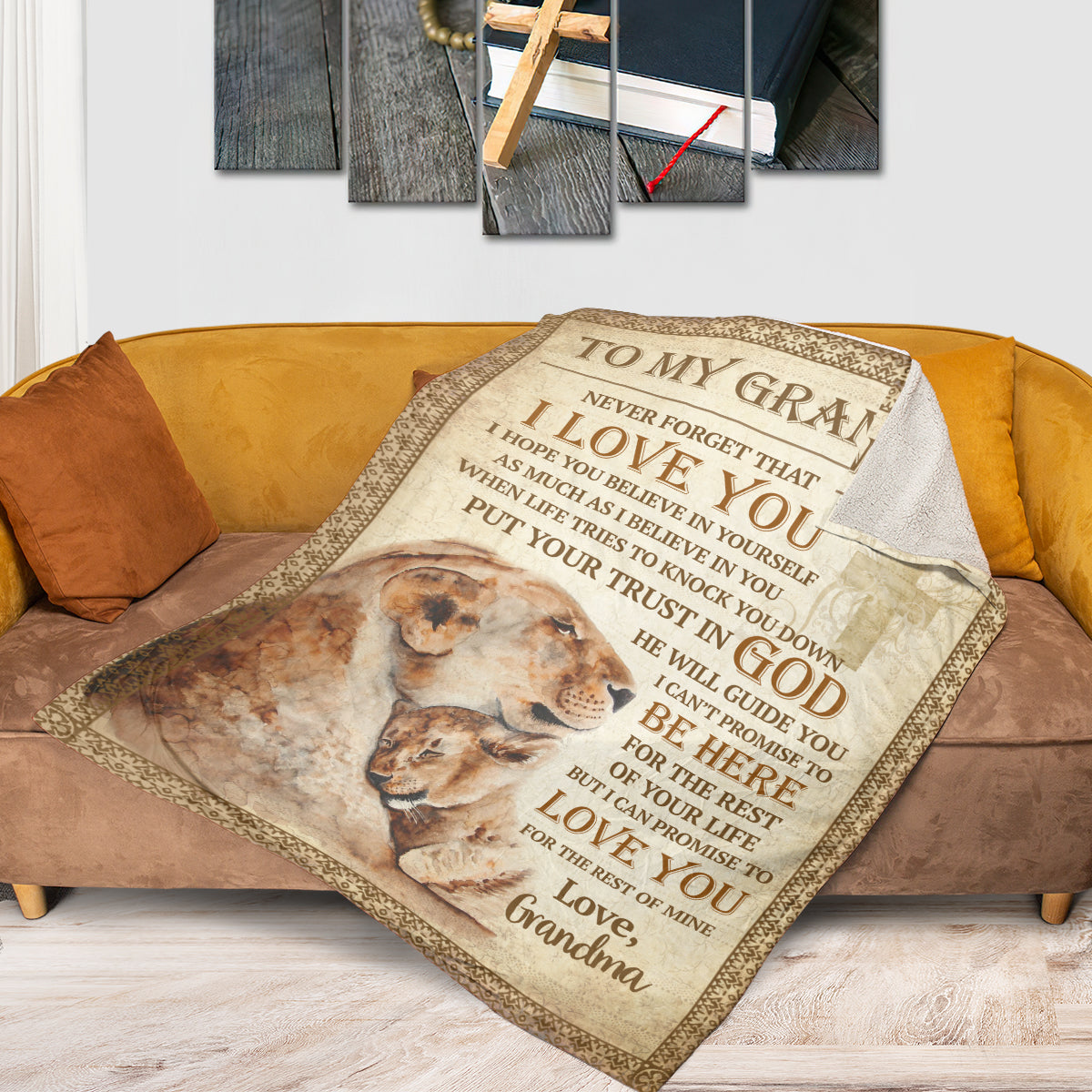 Never Forget That I Love You - Unique Lion Fleece Blanket For Grandson AHN161