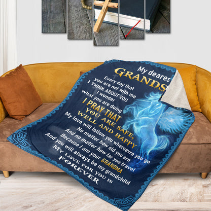 Meaningful Fleece Blanket For Grandson - My Love Will Follow You Wherever You Go AHN179