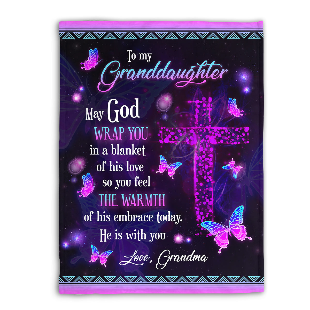 Beautiful Cross And Butterfly Fleece Blanket - May God Wrap You In A Blanket Of His Love AHN188