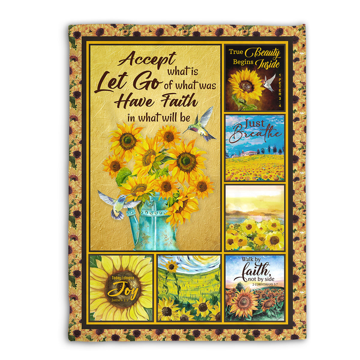 Gorgeous Sunflower Fleece Blanket - Have Faith In What Will Be AHN186