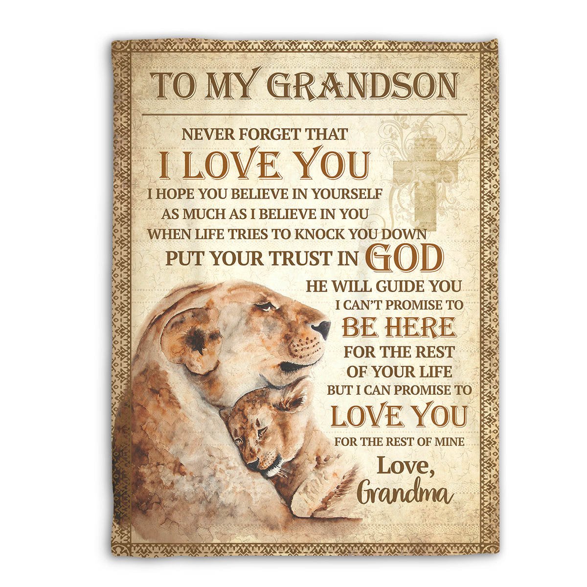 Never Forget That I Love You - Unique Lion Fleece Blanket For Grandson AHN161