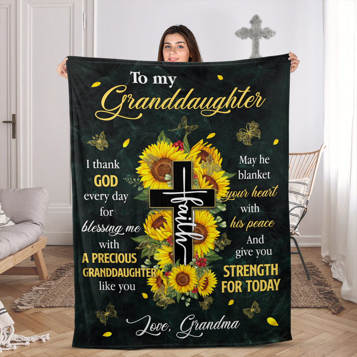 Warm Fleece Blanket From Grandma - Gift For Granddaughter HIA08