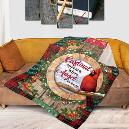 Beautiful Christmas Fleece Blanket - Cardinal Appears When Angel Is Near HIA178