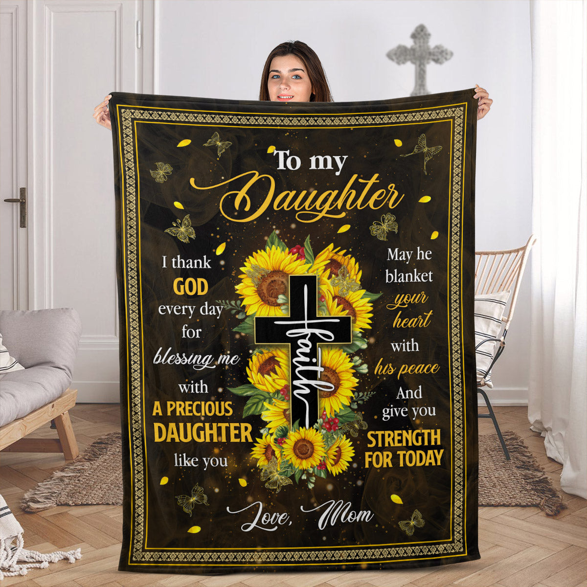 Sunflower Fleece Blanket - Special Gift From Mom For Daughter HIA19