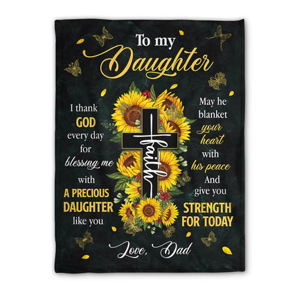 Special Gift For Daughter - Sunflower Fleece Blanket From Dad HIA20