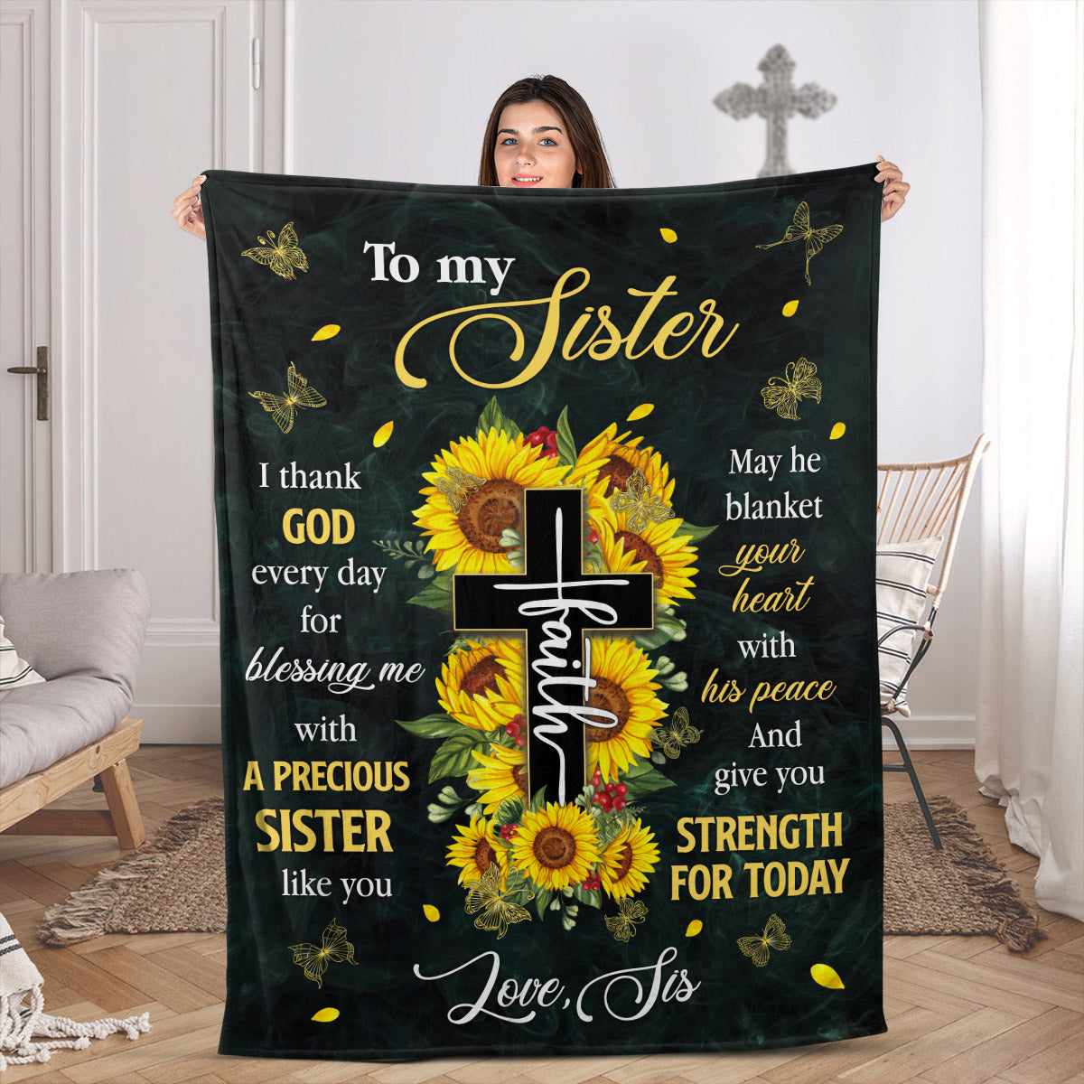 Unique Gift For Sister - Jesus Fleece Blanket HIA22