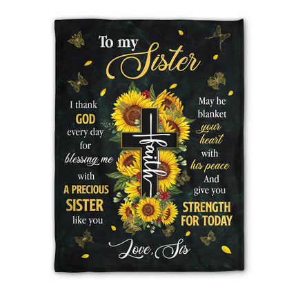 Unique Gift For Sister - Jesus Fleece Blanket HIA22