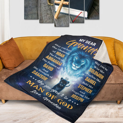 Meaningful Gift For Grandson - Lion Fleece Blanket From Grandma HIA39