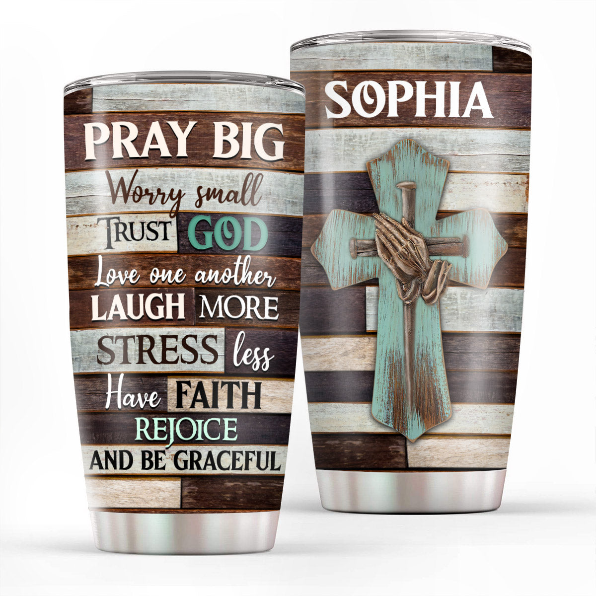 Trust God, Love One Another - Unique Personalized Cross Stainless Steel Tumbler 20oz NUA159