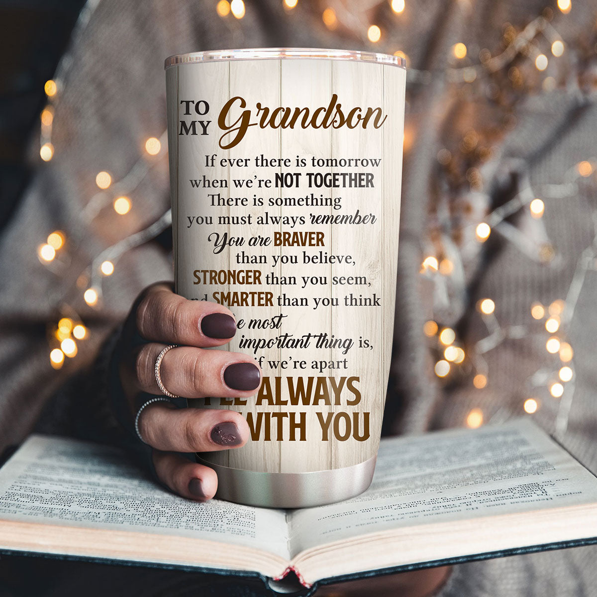 Personalized Stainless Steel Tumbler 20oz For Grandchildren - I‘ll Always Be With You NUA220