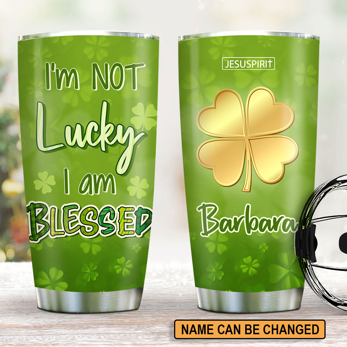 Must-Have Personalized Stainless Steel Tumbler 20oz - I‘m Not Lucky I Am Blessed NUHN375