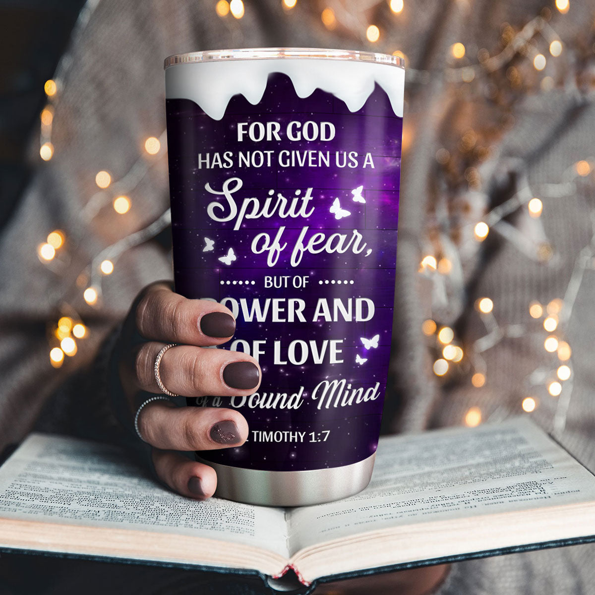 Unique Personalized Butterfly and Cross Stainless Steel Tumbler 20oz - Believe In God NUHN210A