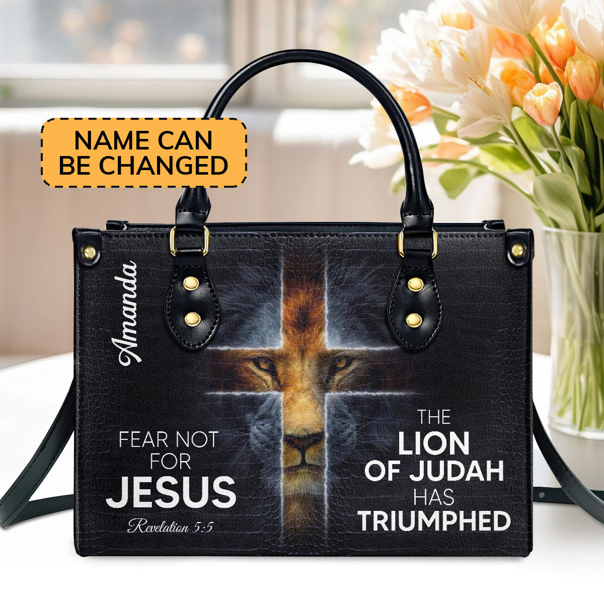 Must-Have Personalized Cross Leather Handbag - The Lion Of Judah Has Triumphed H02