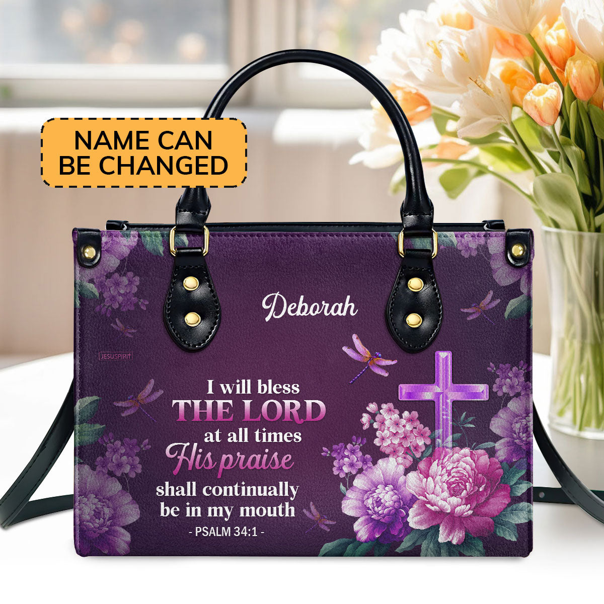 Lifegifty Personalized Leather Handbag | Bible Handbag With Name | Gift For Her H24