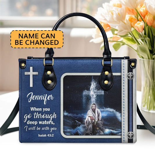 Special Personalized Jesus Leather Handbag - I Will Be With You HIHN302