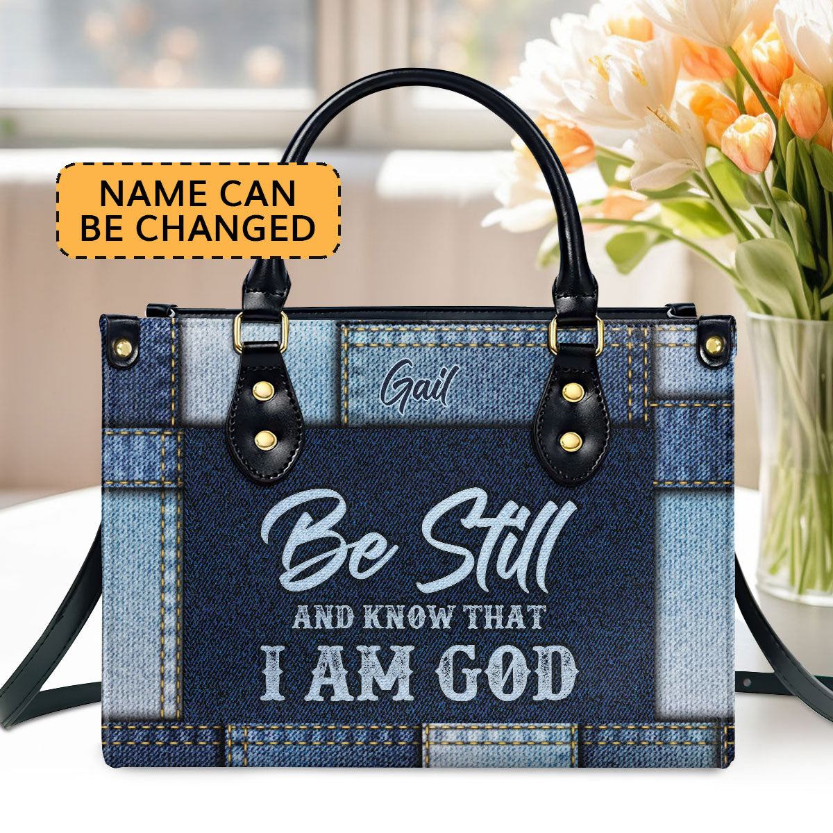 Unique Christian Leather Handbag - Be Still And Know That I Am God HN06